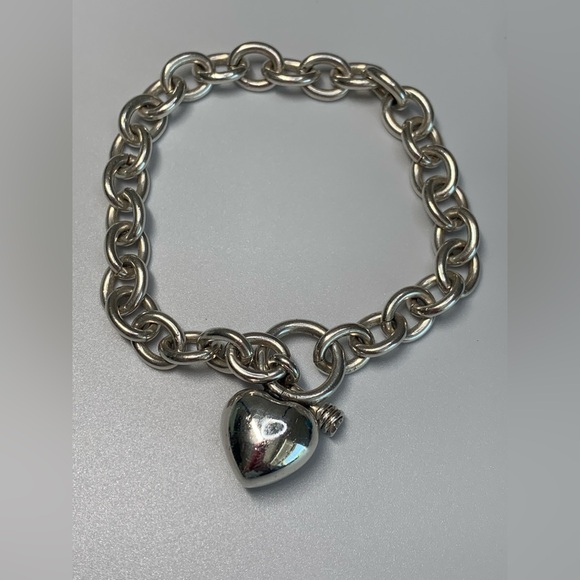 Silpada Rare Sterling Silver Puffy Heart Toggle Clasp Bracelet - Picture 11 of 15